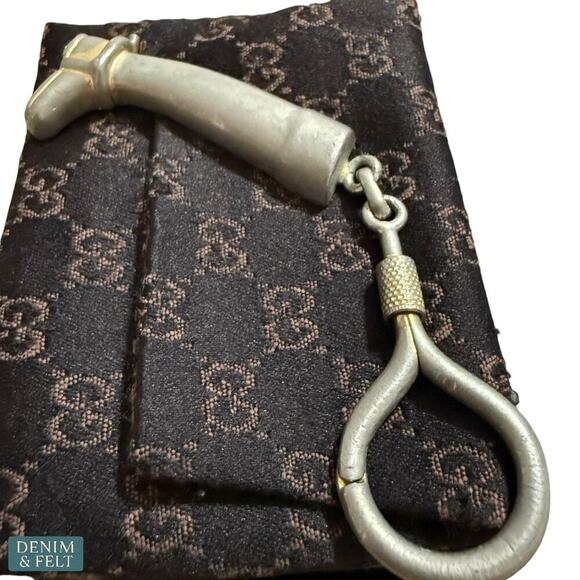 Gucci Vintage Boot Keychain Silver Brass Equestrian Style Made in Italy - Picture 11 of 15